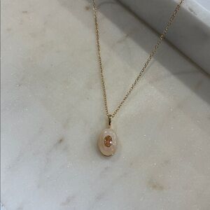 Gold-Tone Light Pink Stone-Look Pendant Necklace